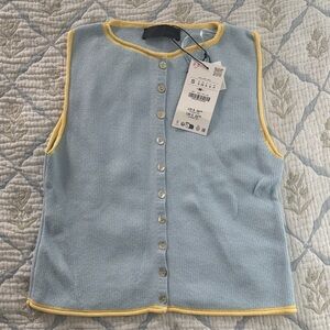 Zara Light Blue Tank Top with Yellow Trim